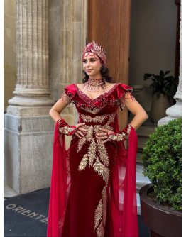 Yakası Fırfırlı Boncuklu Pelerinli Bindallı