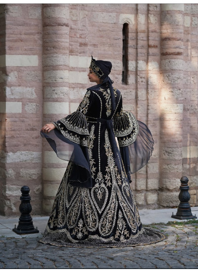 Gold Nakış İşlemeli Kaftan Bindallı