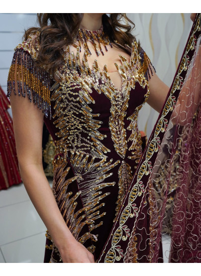 İşlemeli Zarif Yaka Detaylı Bindallı